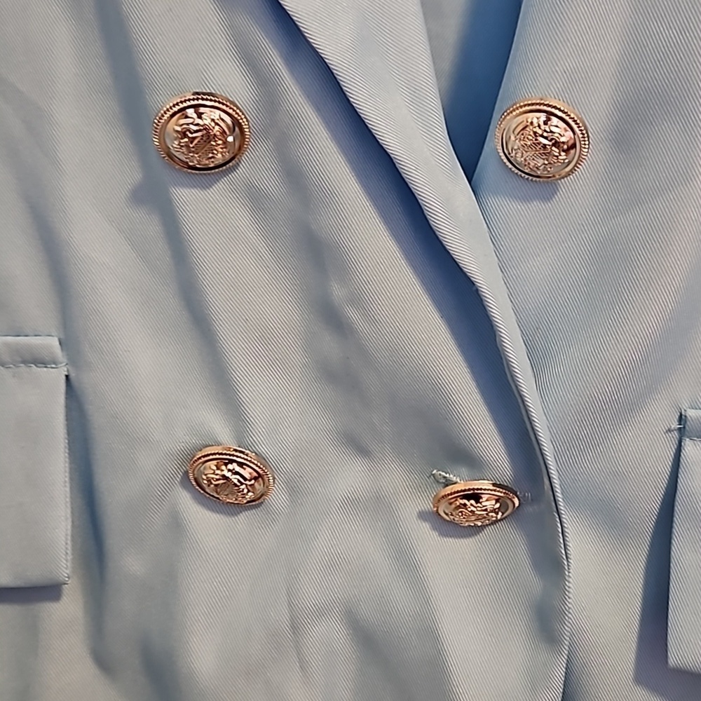 Light Blue Blazer With Gold Buttons - Picture 3 of 7